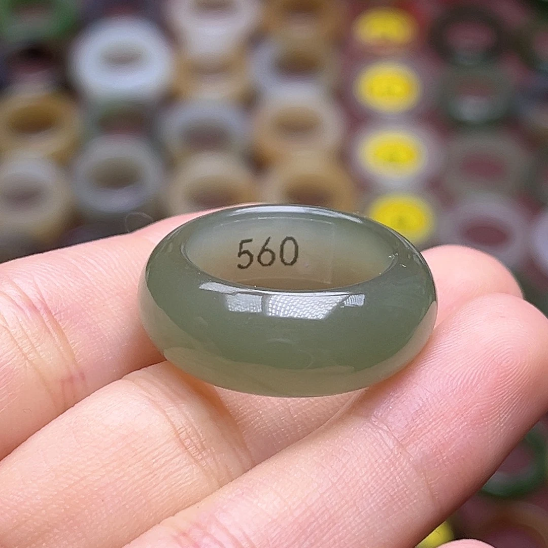 和田玉未镶嵌戒指17.9青提茉莉