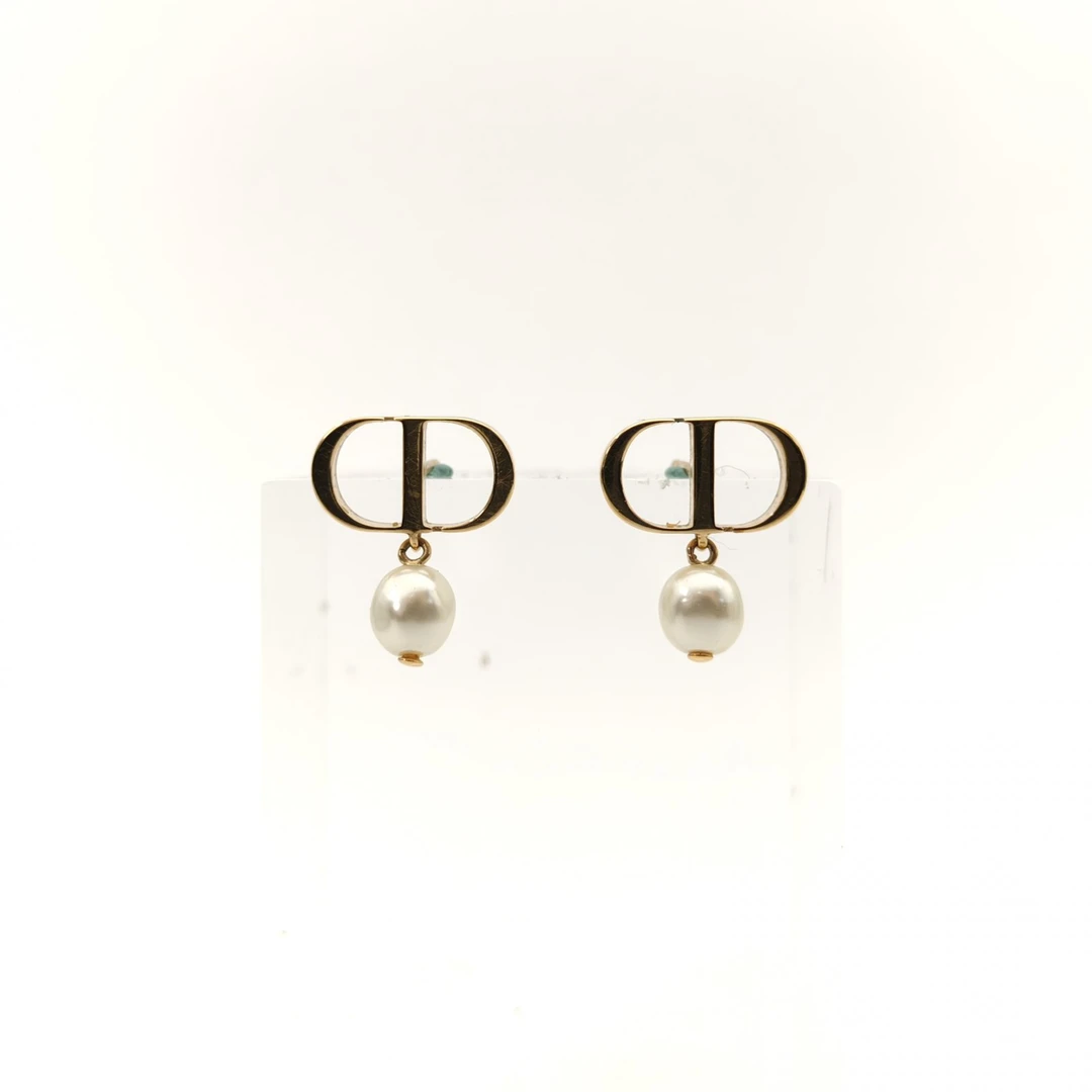 99新 DIOR/迪奥 双双 合金 CD 珍珠 耳钉