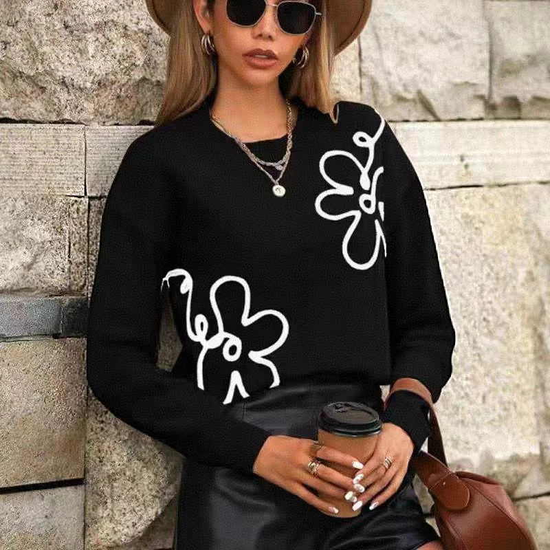 不规则亮片小花毛衣