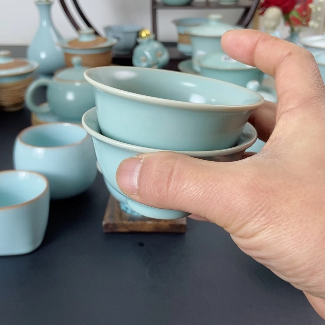 自**在微瑕仿古釉压手杯