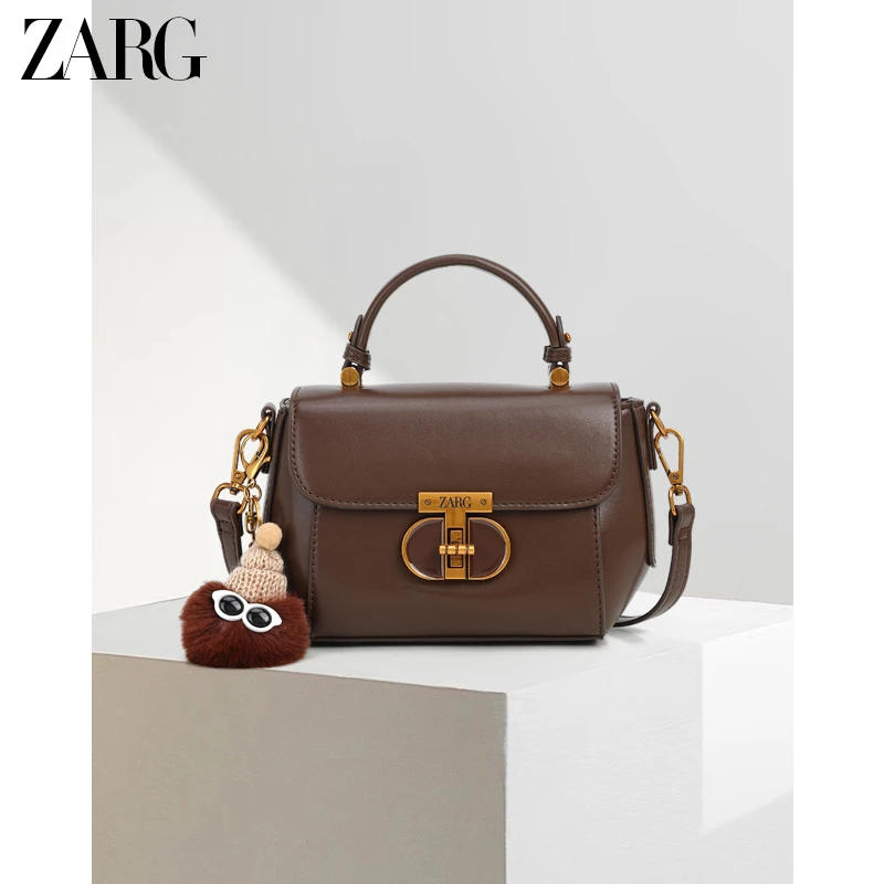 【万象撤柜】ZARG秋冬高级感咖色苹果包手提包-60203