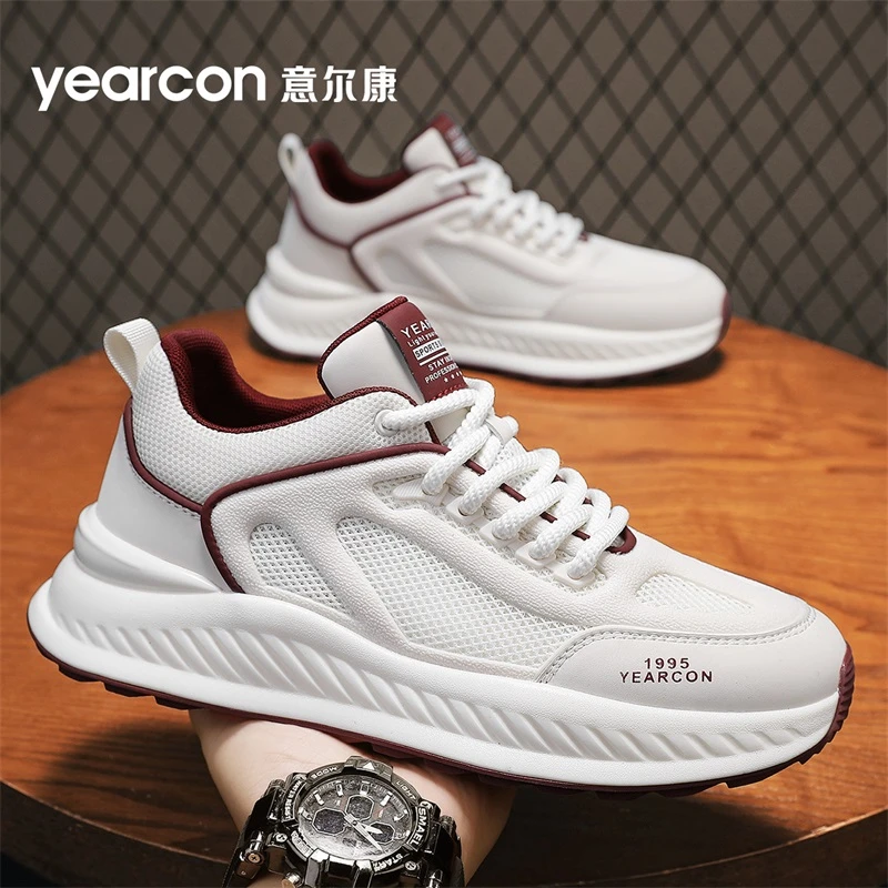 【抖音双11】意尔康男鞋2025秋季新款百搭透气网面鞋子运动休闲板鞋