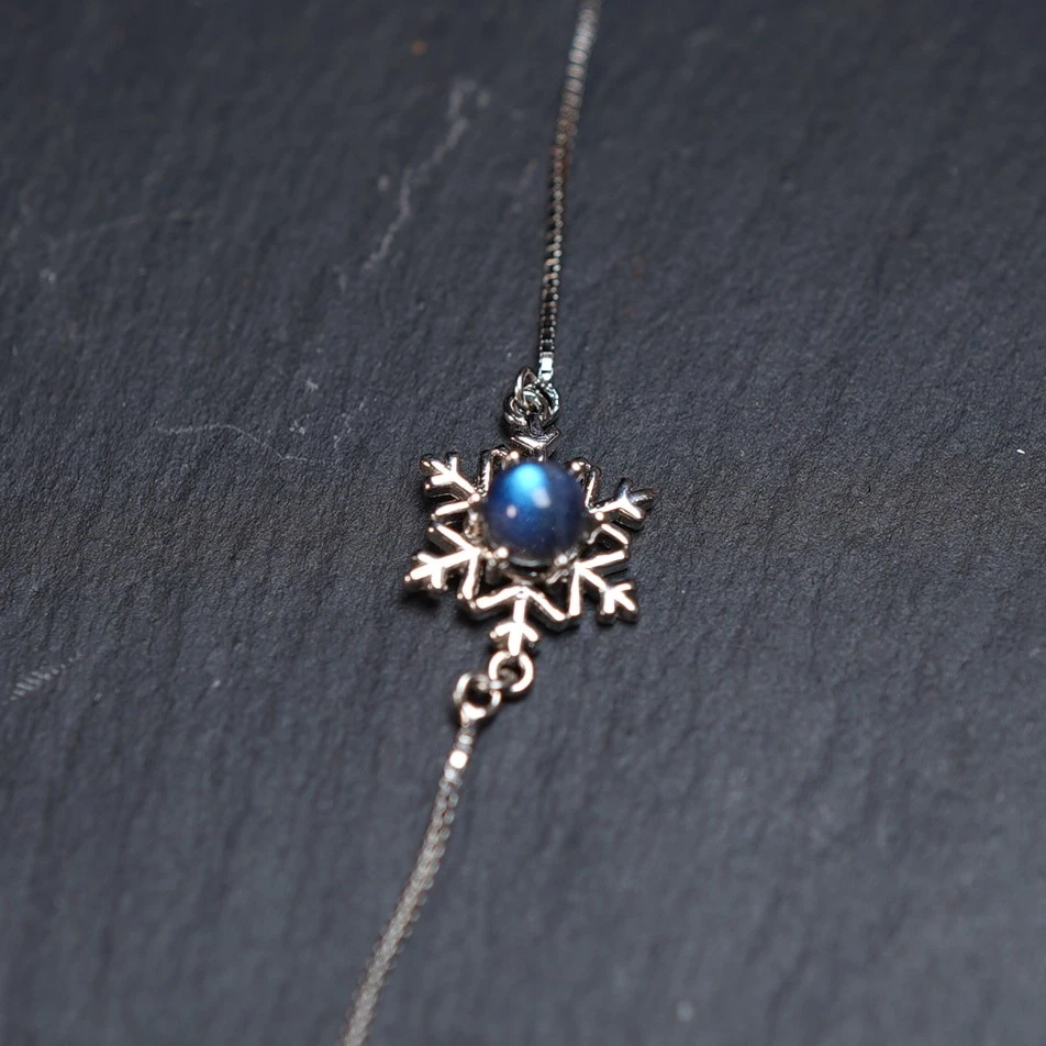 S925银蓝光拉长石雪花款手链 KT24022707