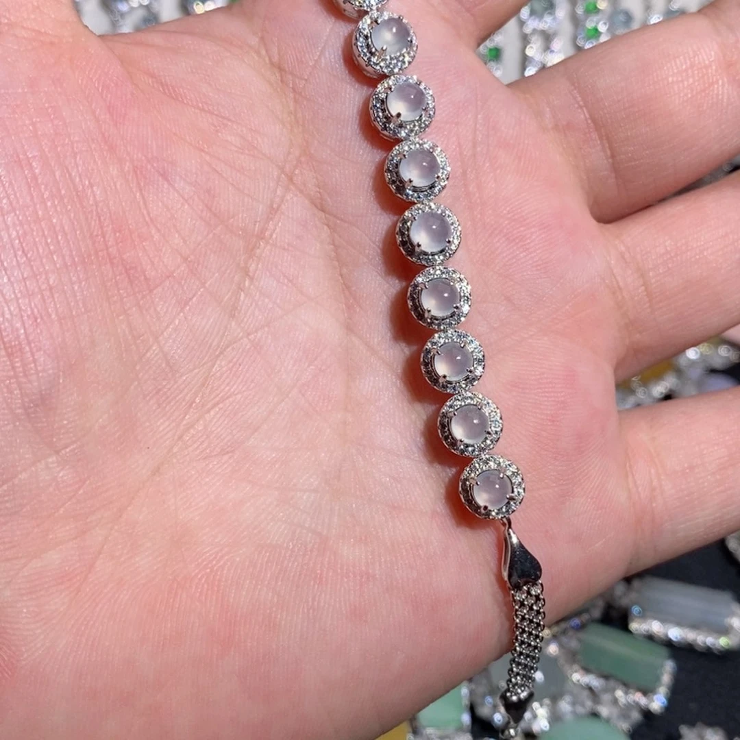 银S925镶嵌手链翡翠m j o o