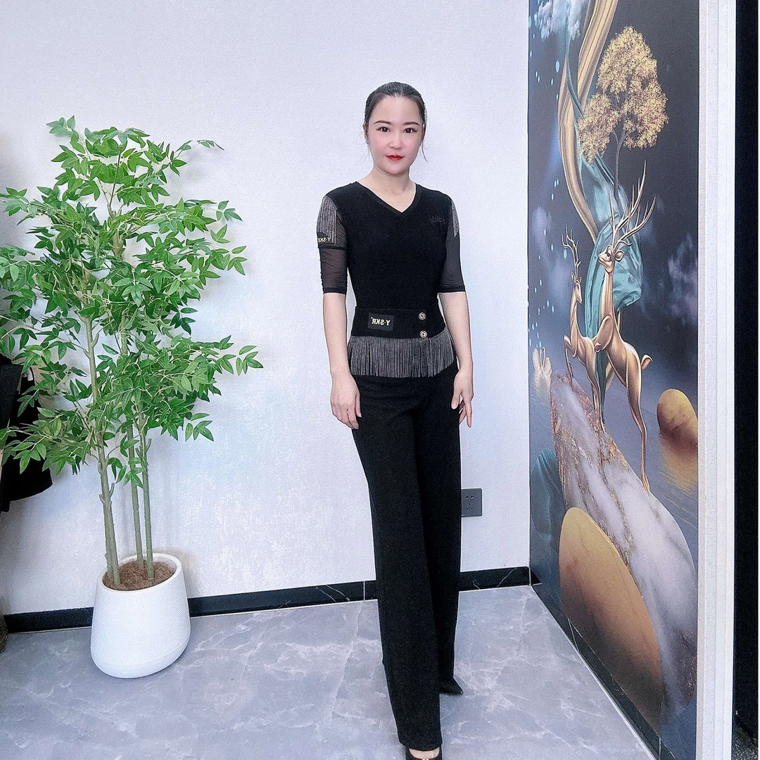 华丝格新款铜氨亚麻流苏直筒裤女士裤子