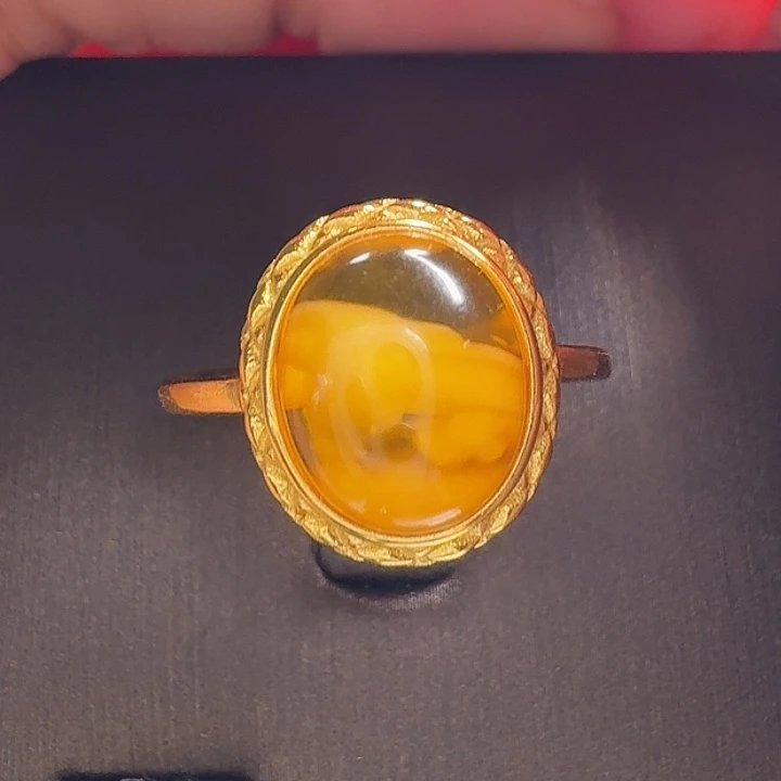 蜜蜡银S925镶嵌戒指