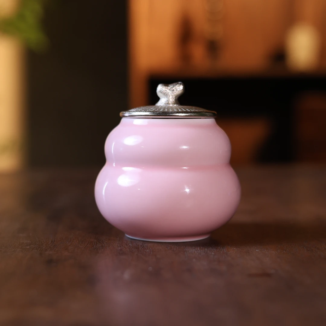 【纳兰】粉色电镀葫芦茶叶罐（Q6903）