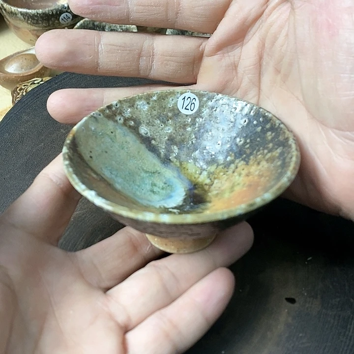 杯手工粗陶、柴烧茶器