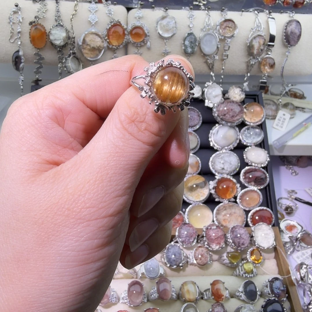 银S925镶嵌戒指水晶