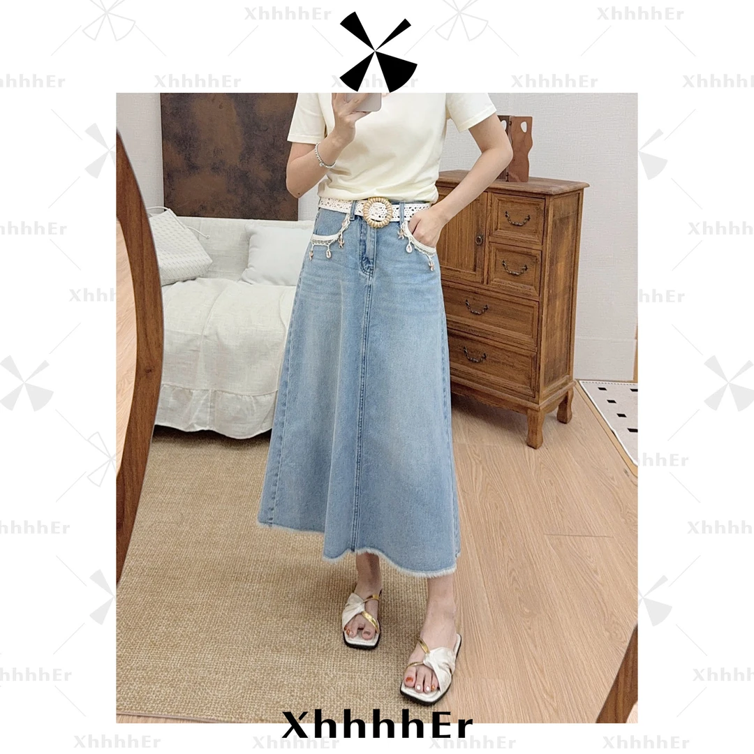 辛儿/小个子  100棉 后松紧腰半身裙 波嬉风假日牛仔裙XQ2046