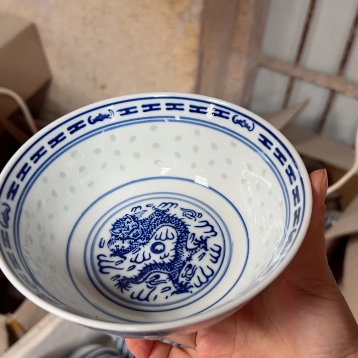 碗青花玲珑6寸小面碗