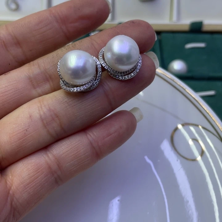 淡水珍珠耳饰合金