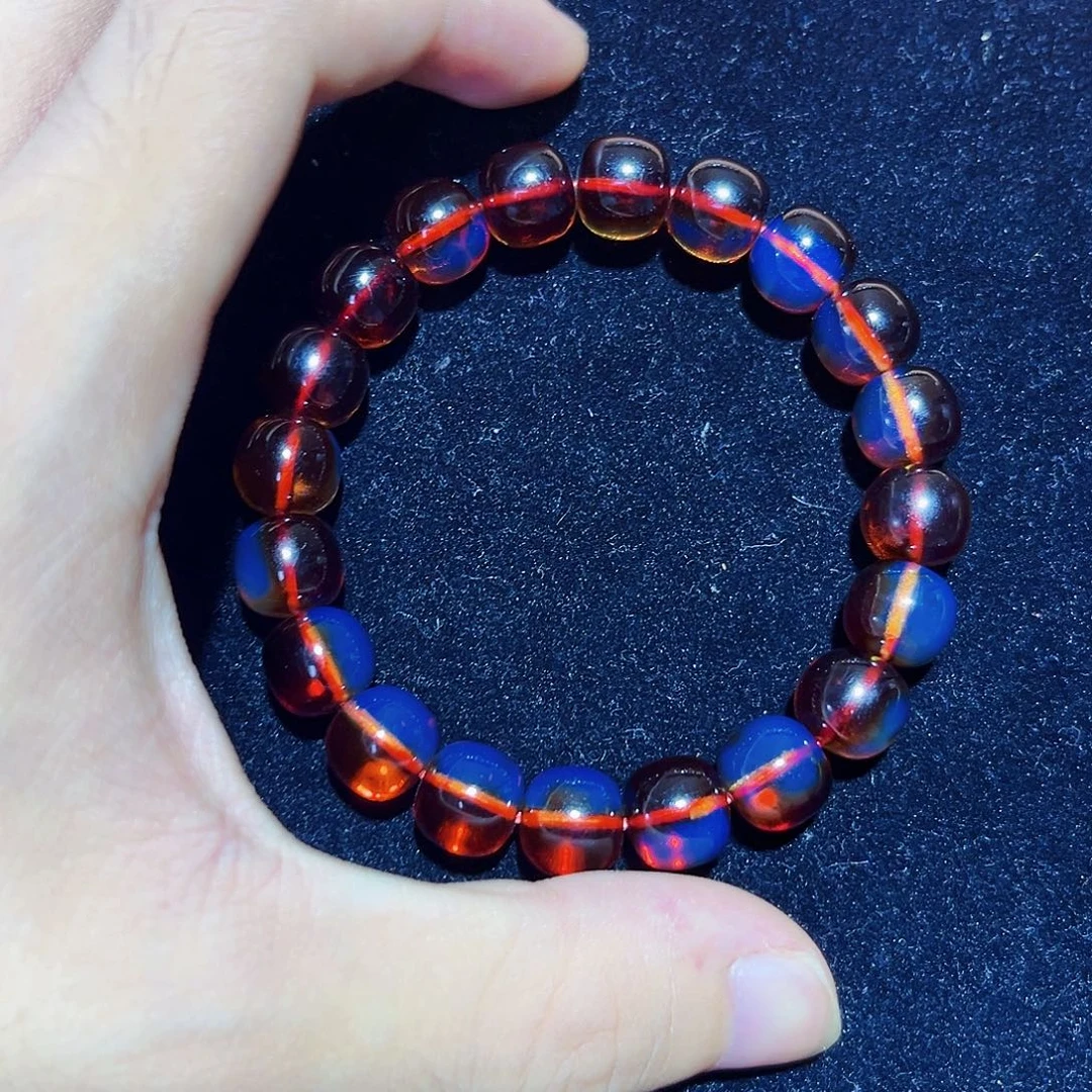 蓝珀未镶嵌珠宝奇石10mm红蓝