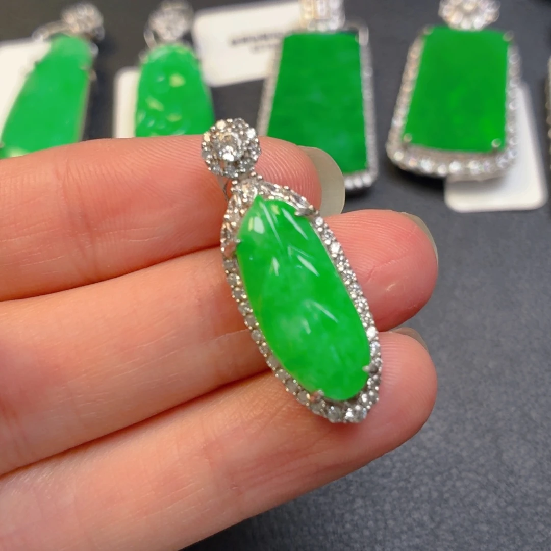 翡翠银S925镶嵌吊坠(不含链)