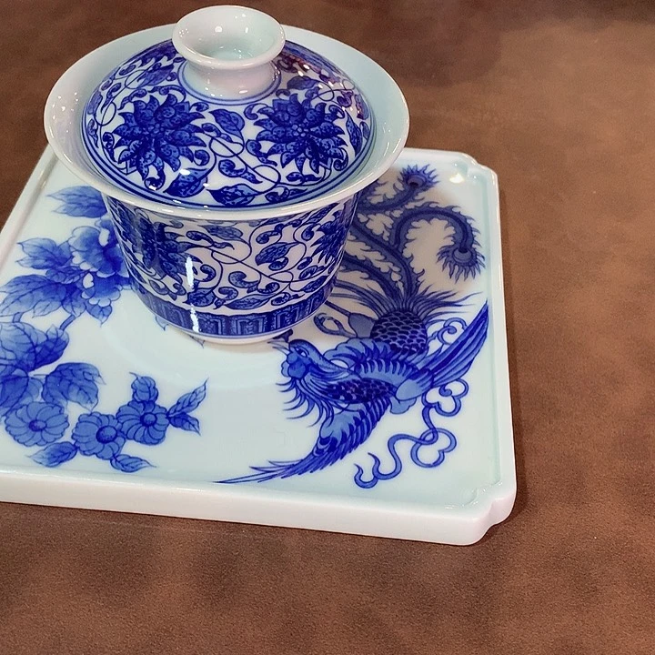 艾*錡镇堂手工手绘盖碗泡台