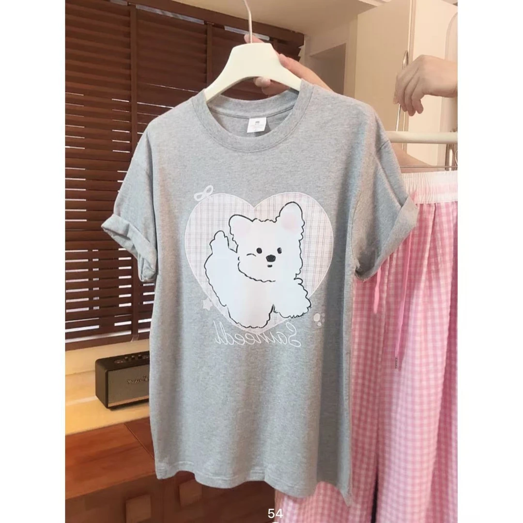 【爱心小狗】七七韩系新品夏季卡通学生小众短袖体恤001