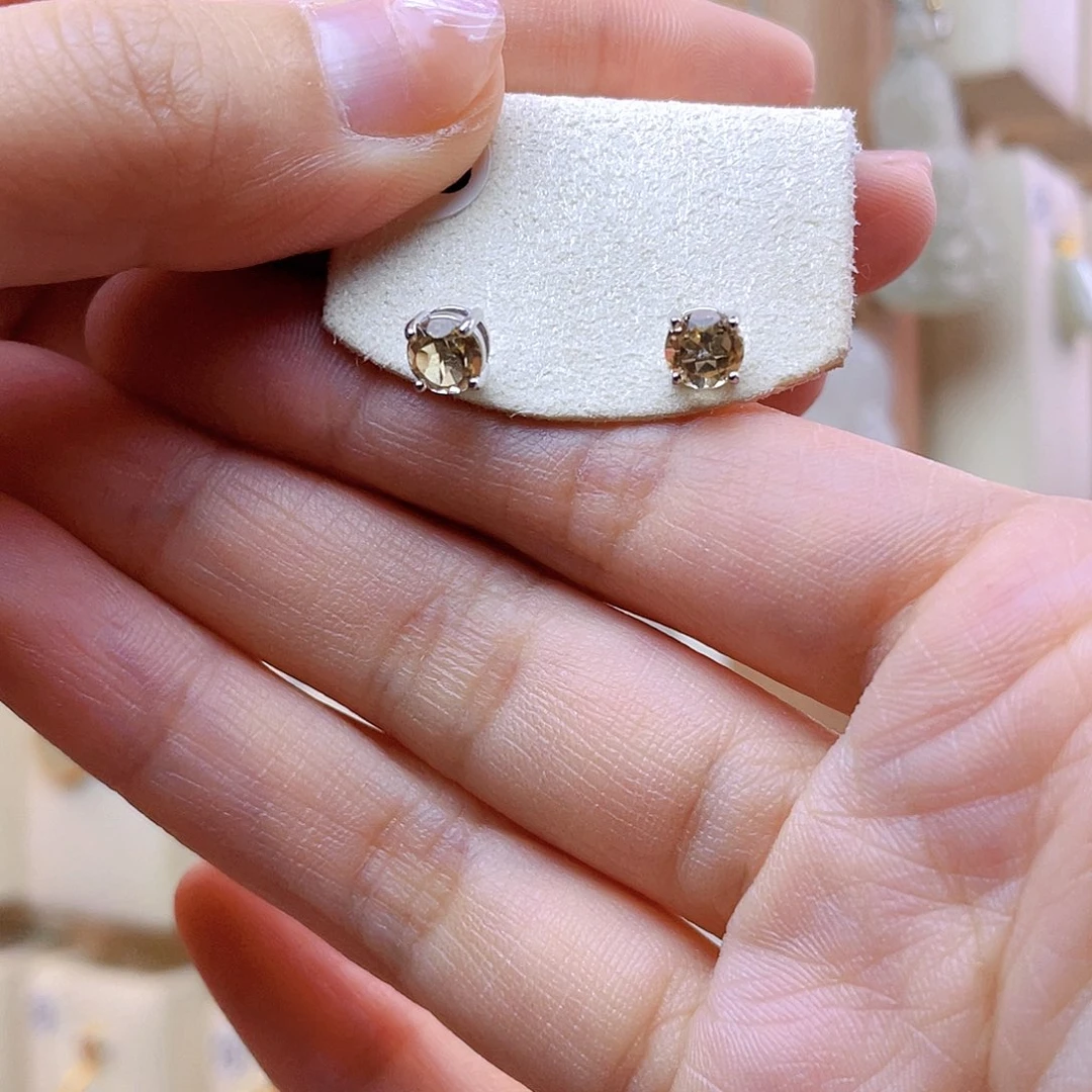 水晶耳饰银S925镶嵌耳钉