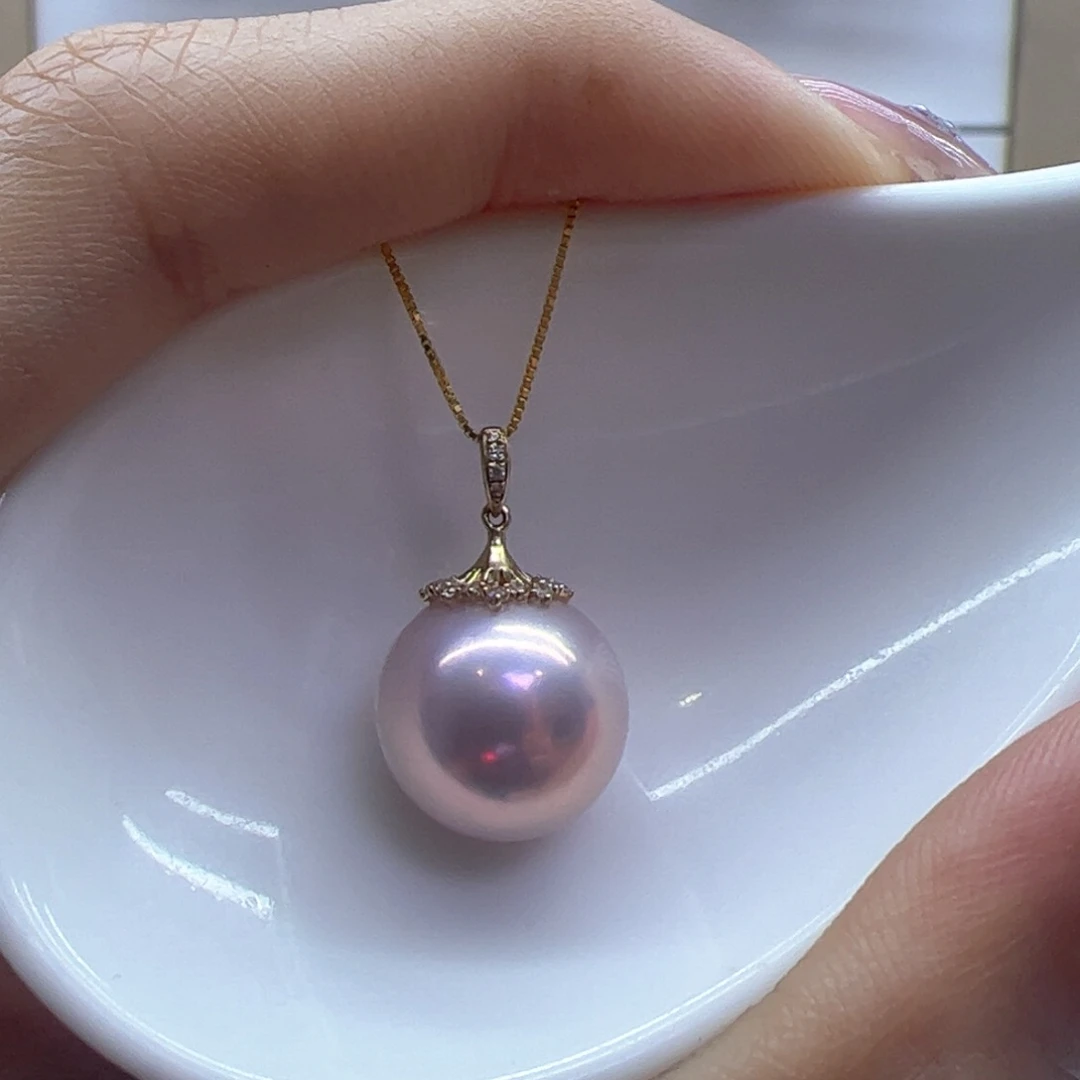 淡水珍珠吊坠(赠链)18K金镶嵌