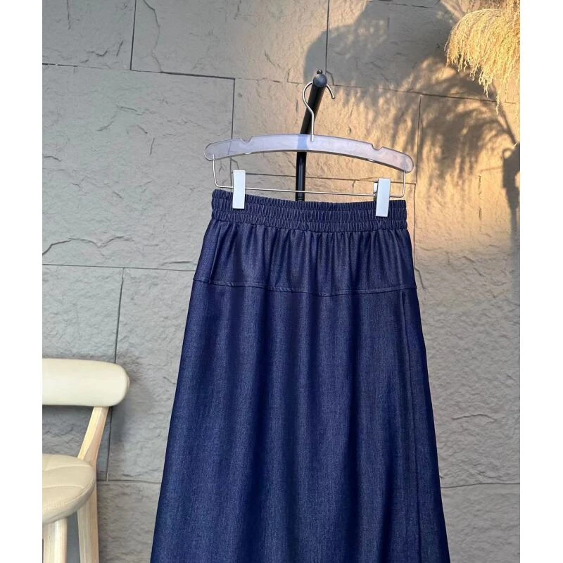 [摩登时尚]莱赛尔天丝垂感顺滑超薄半身牛仔裙裤