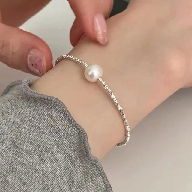 老凤祥足银碎银几两S925纯银珍珠手链ins风女款精致轻奢小众设计