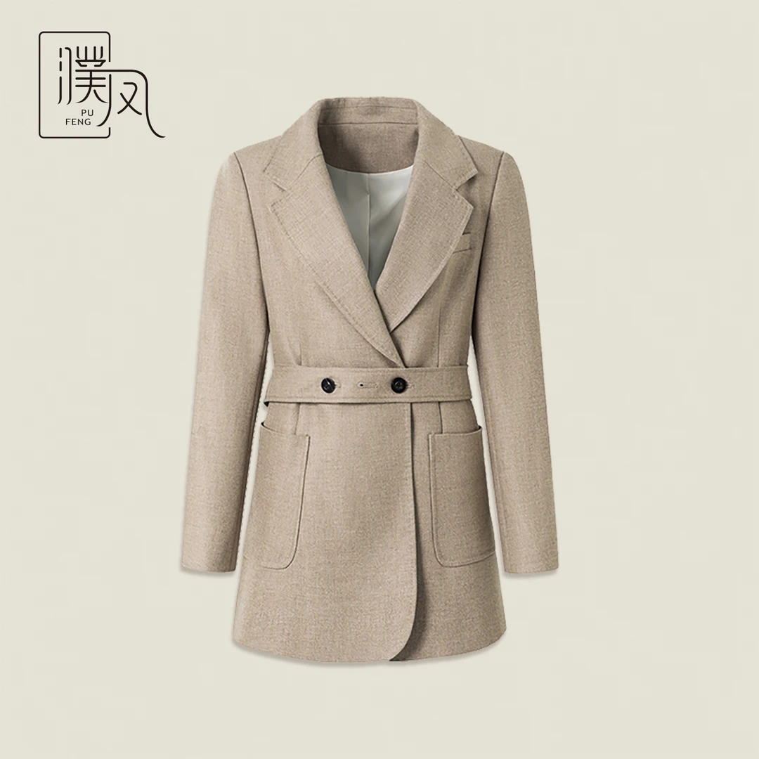 女士新款腰带西装毛呢外套秋冬款1303