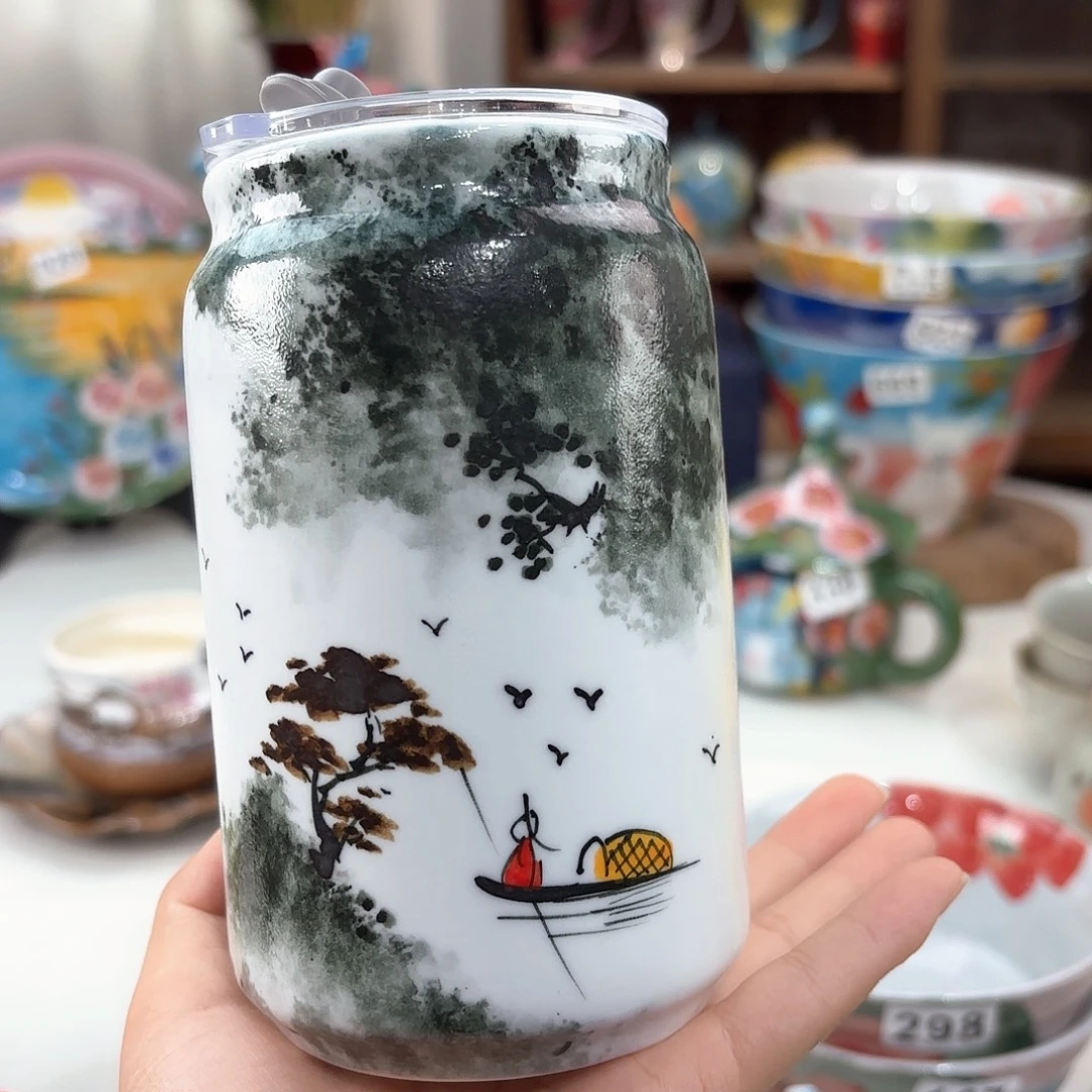 麦***麦景德镇手绘高温釉下彩陶瓷茶具