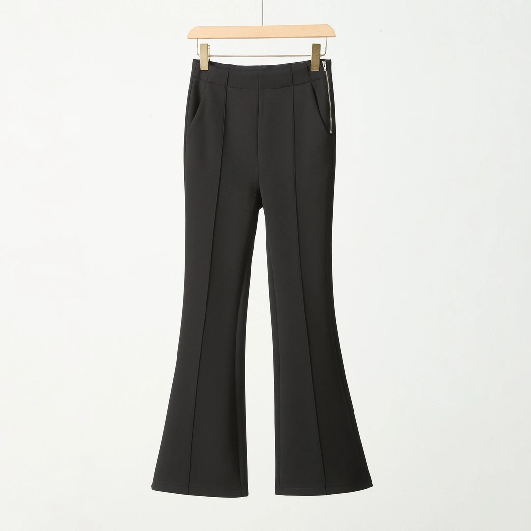 加绒微喇裤 修腿型立体中线高腰显瘦时尚微喇阔腿裤1208