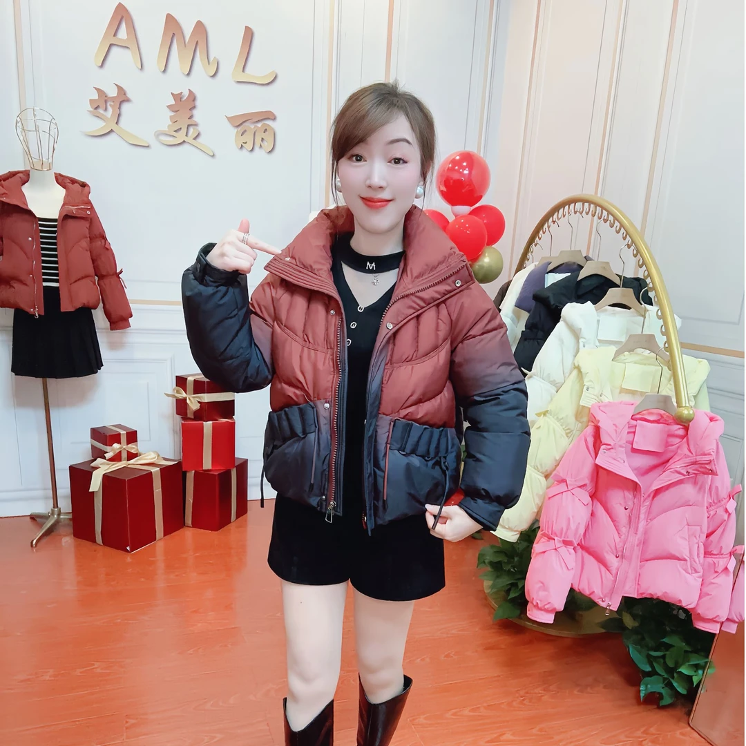 AML3 加厚保暖渐变色时尚百搭立领显瘦2024新款防寒服棉服外套