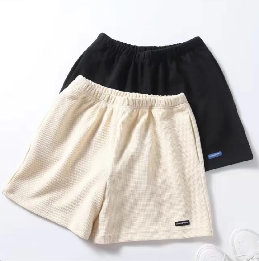 K3560 华夫格松紧腰字母松紧腰休闲百搭热裤短裤  L972-22028