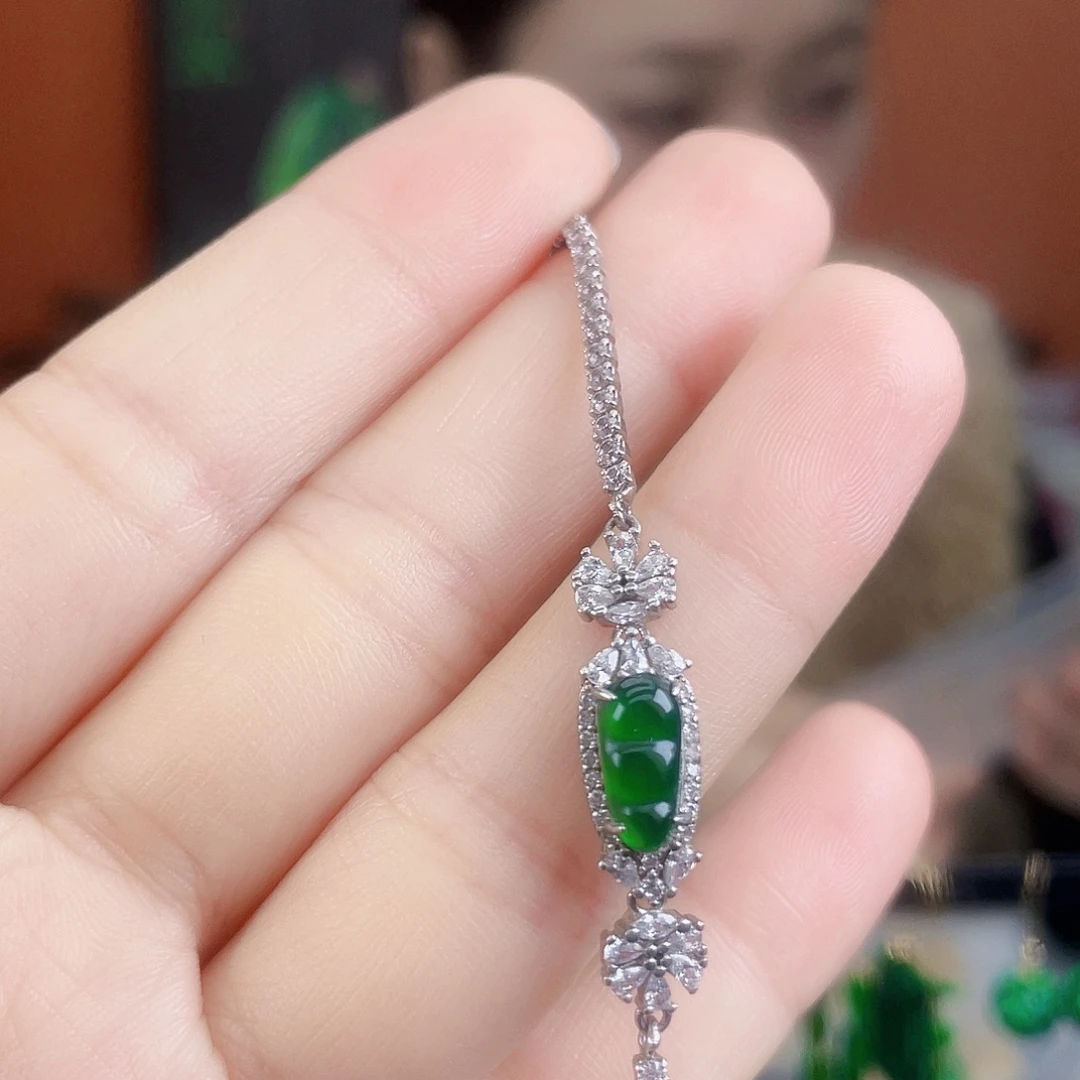 翡翠银S925镶嵌耳饰