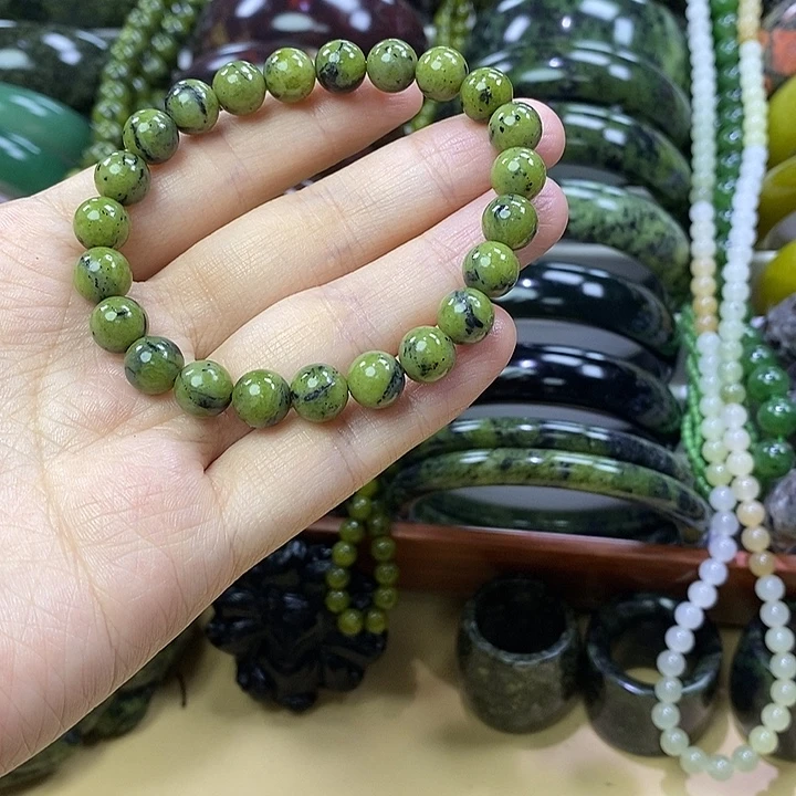 蛇纹石玉未镶嵌卡8高货药王石手串