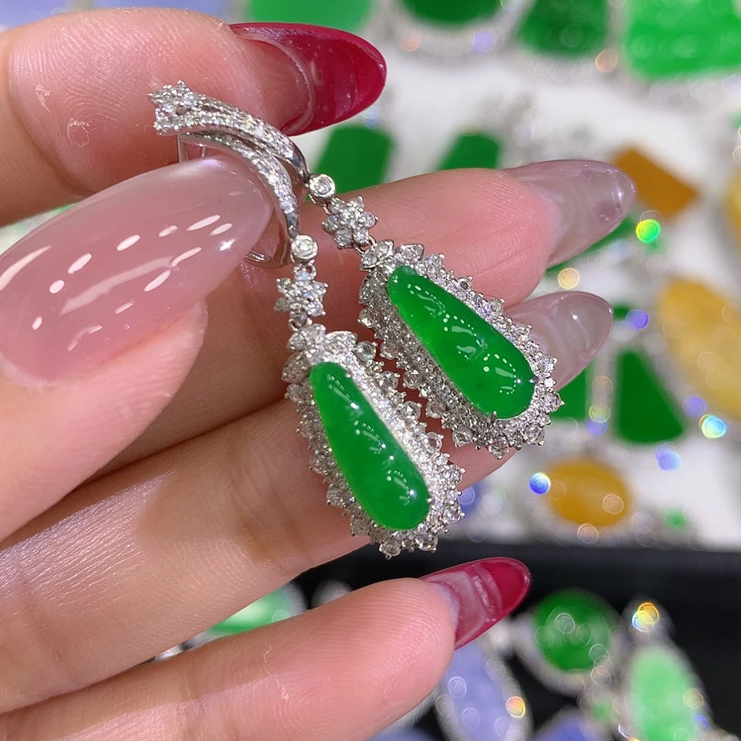 翡翠耳饰18K金镶嵌11111111111