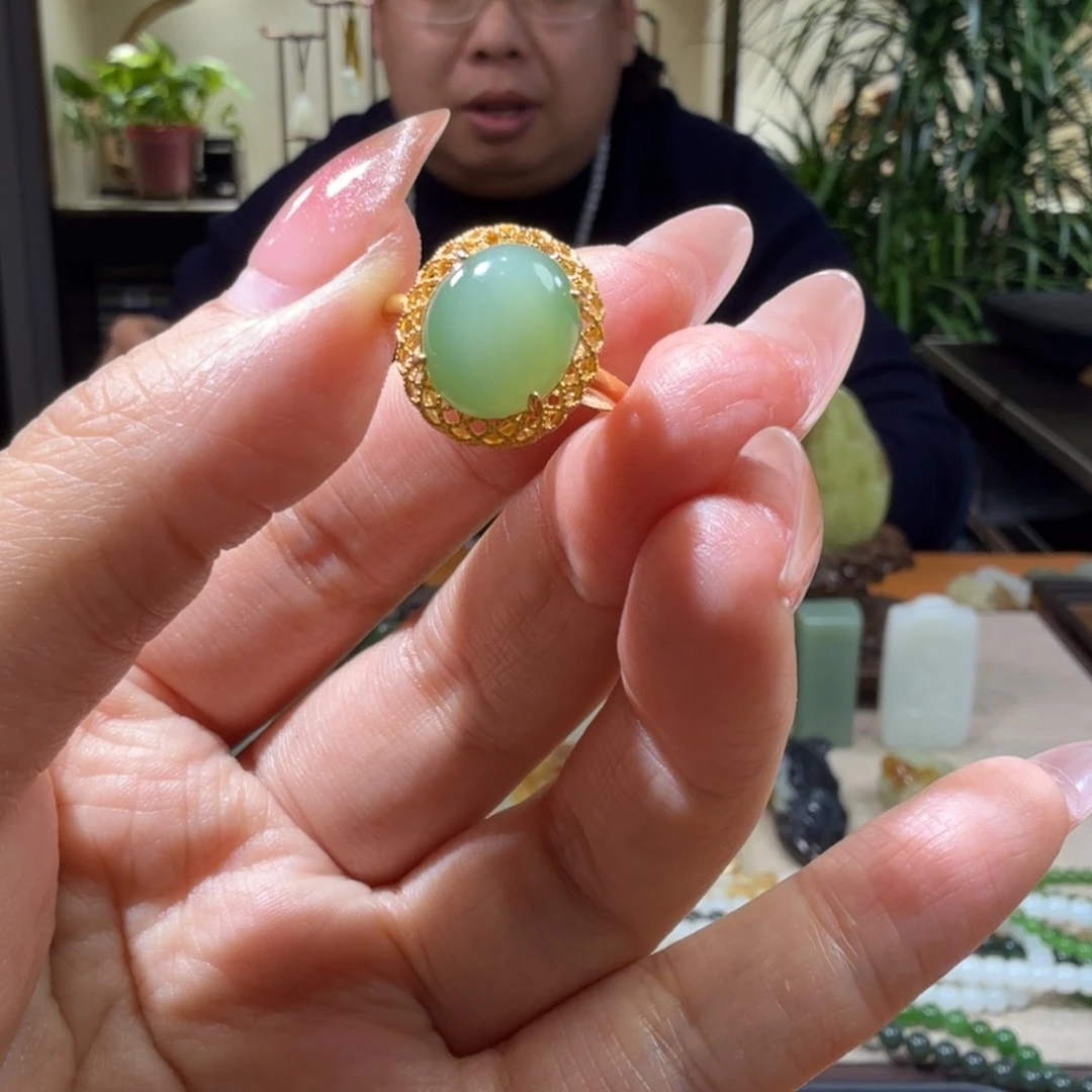 和田玉戒指未镶嵌花**康