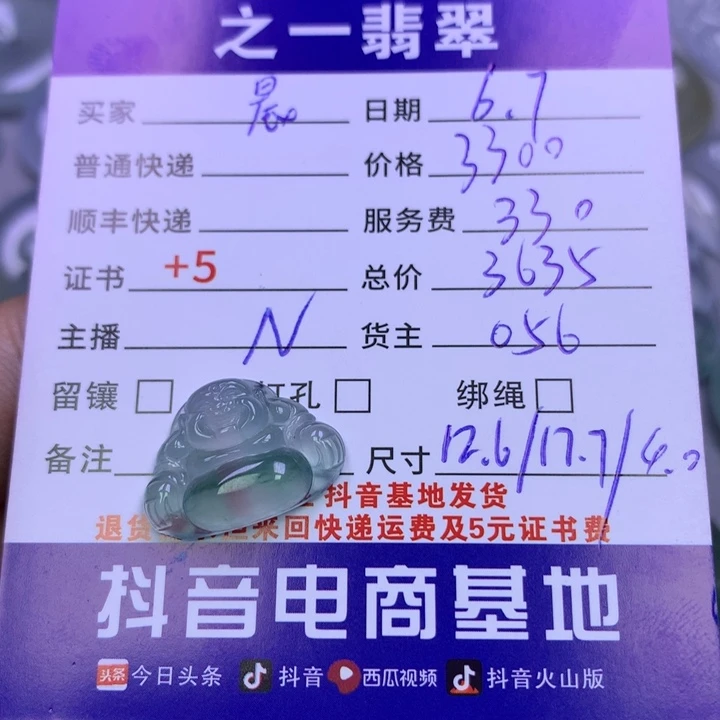 翡翠未镶嵌颈饰晨*