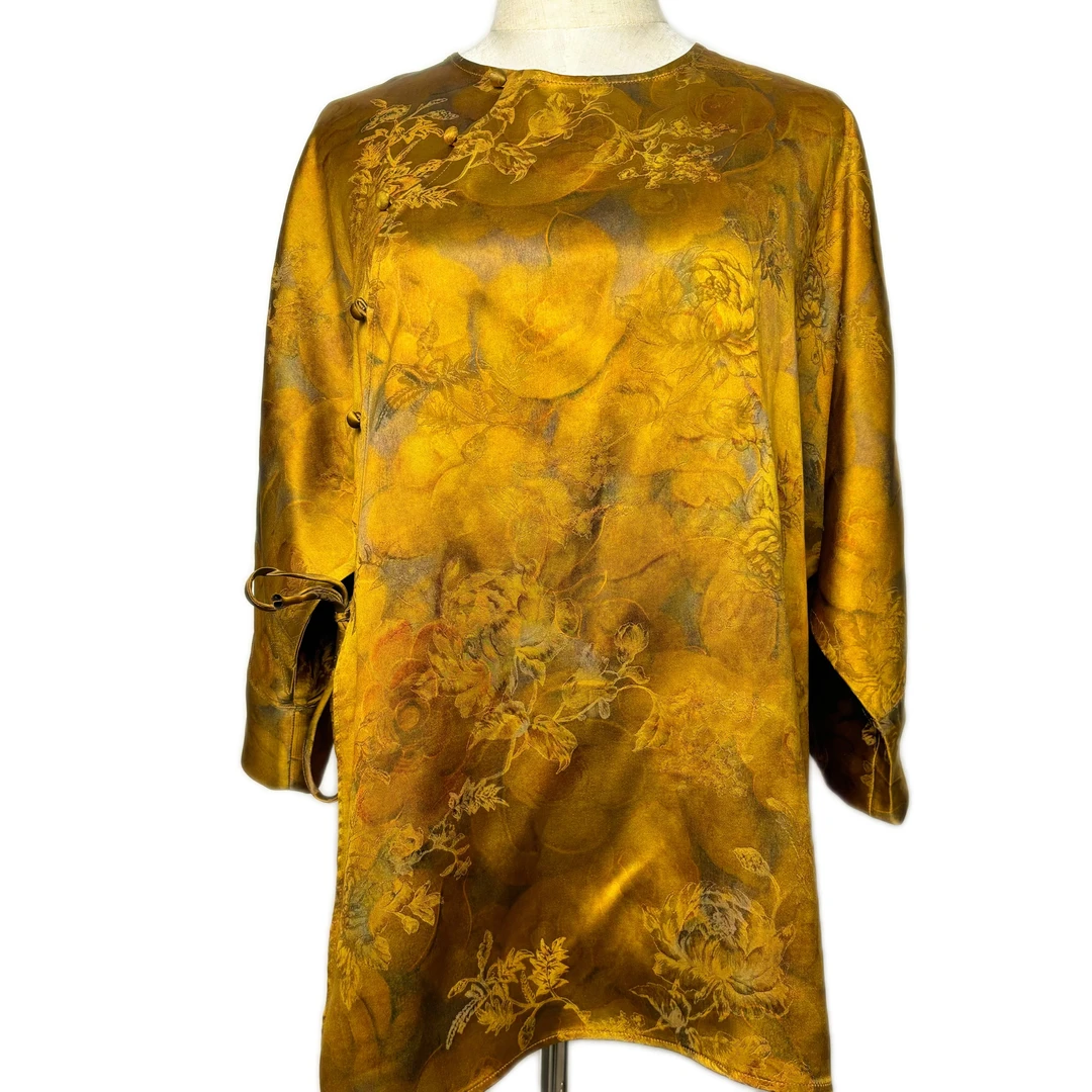 桑蚕丝香云纱毛衫七分袖