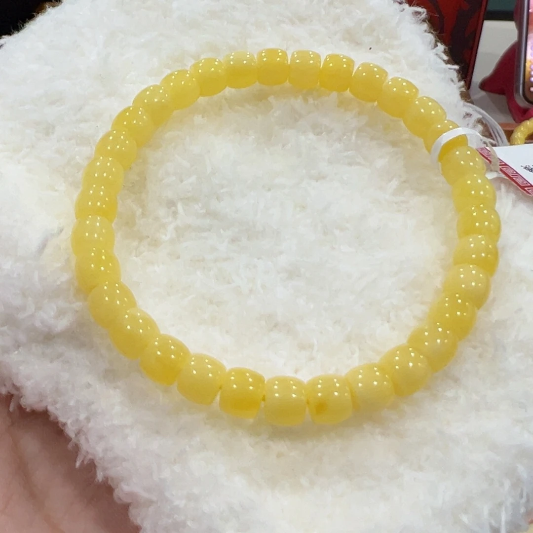 蜜蜡手链未镶嵌6.5m 直切奶黄未品控