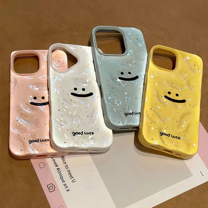 BANCA幸运笑脸苹果16Promax褶皱手机壳iPhone15/14陨石纹13/12