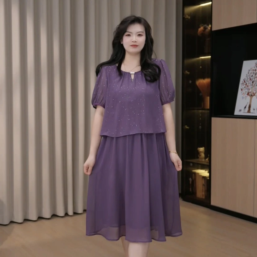 胖依依大码200斤女装夏季新款气质时尚百搭休闲显瘦连衣裙ZB7292