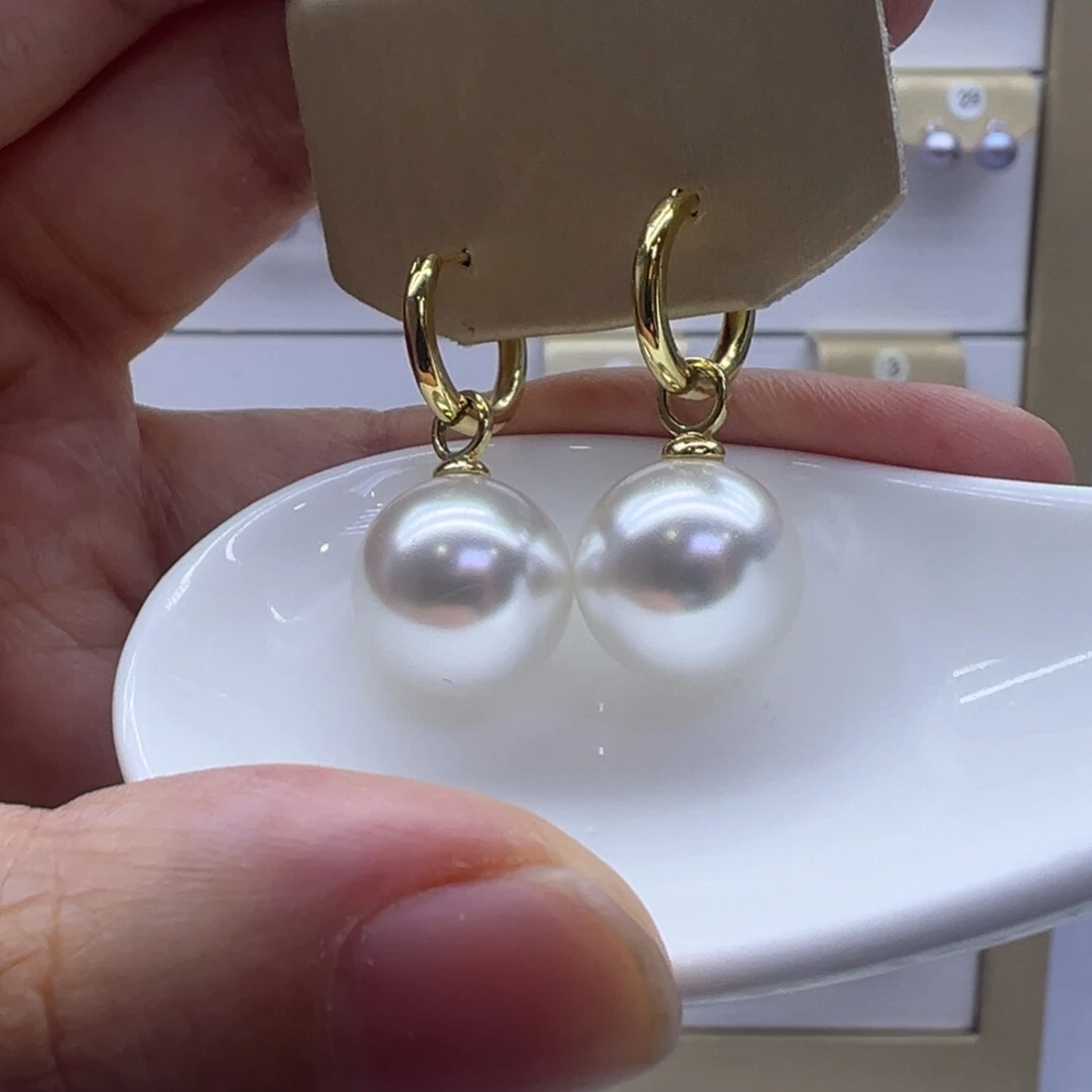 耳饰银S925镶嵌淡水珍珠