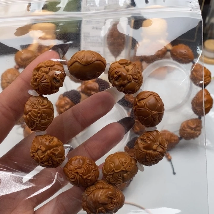 @***孟橄榄核吊坠荷叶财神加财神吊坠串配好