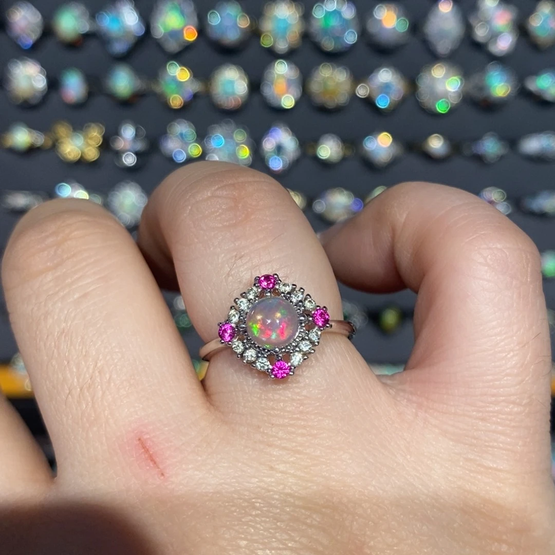 欧泊银S925镶嵌福利戒指