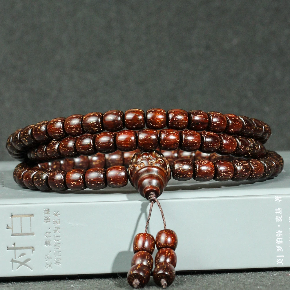 毕业级爆满金星印度小叶紫檀89直切鼓珠*108颗泥料老料手串