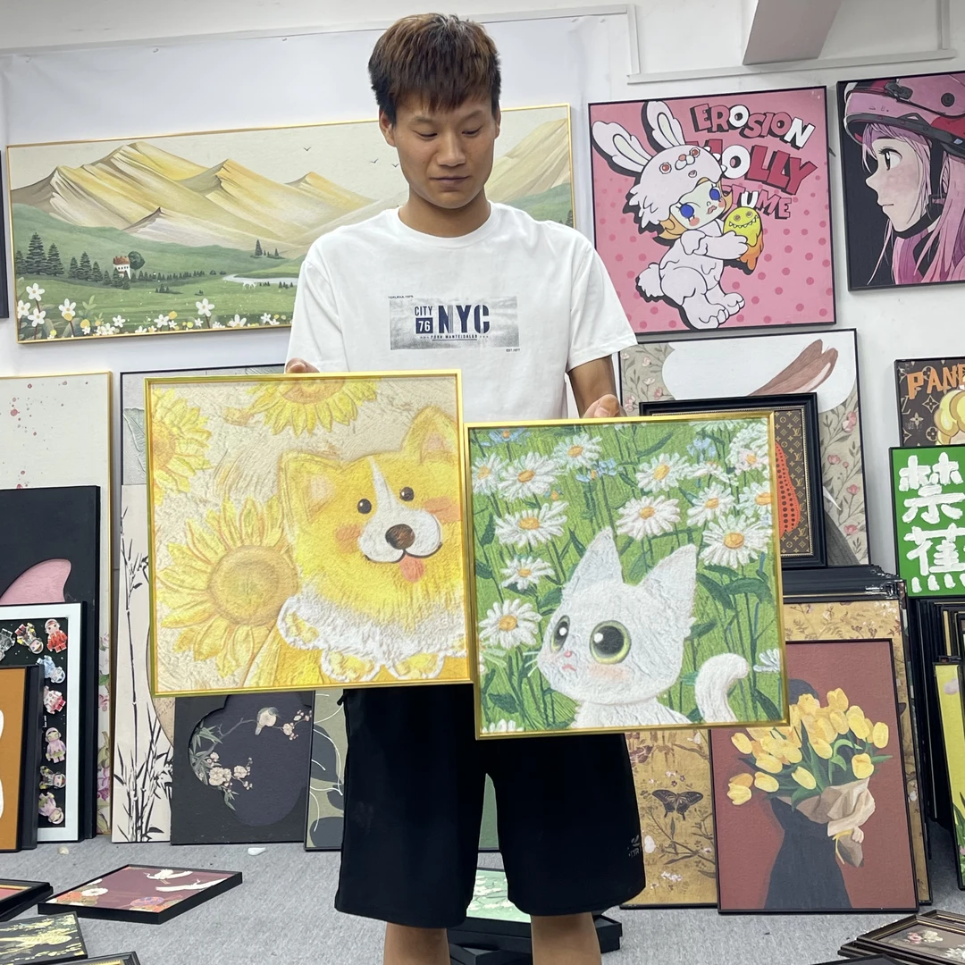 黑白可爱卧室客厅装饰画挂画沙发背景墙壁画儿童房小猫卡通4040