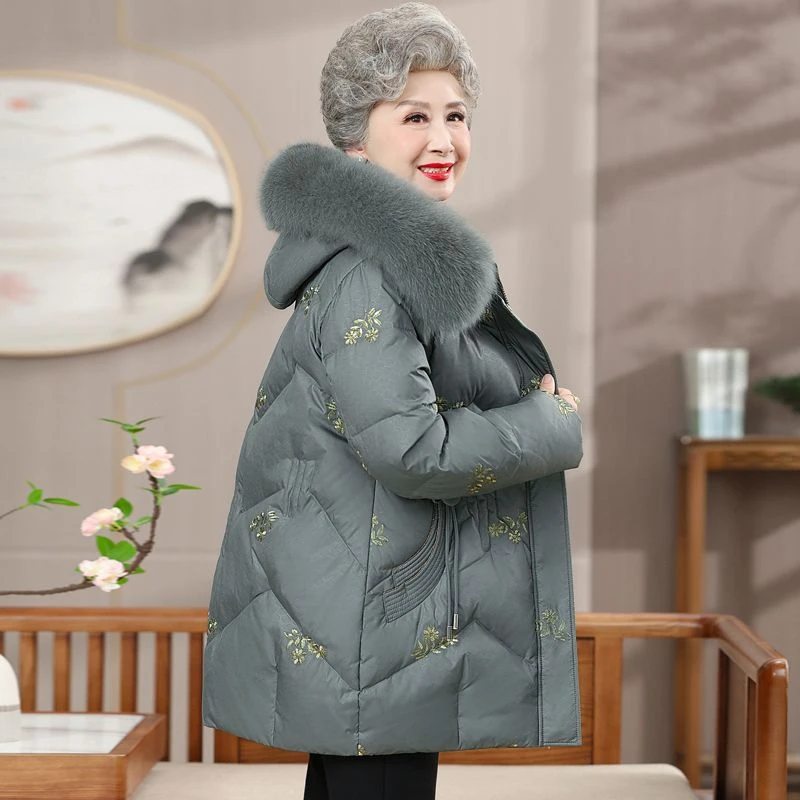 【奥莱撤柜】中年妈妈羽绒服女中长款2025新款奶奶中老年洋气冬装