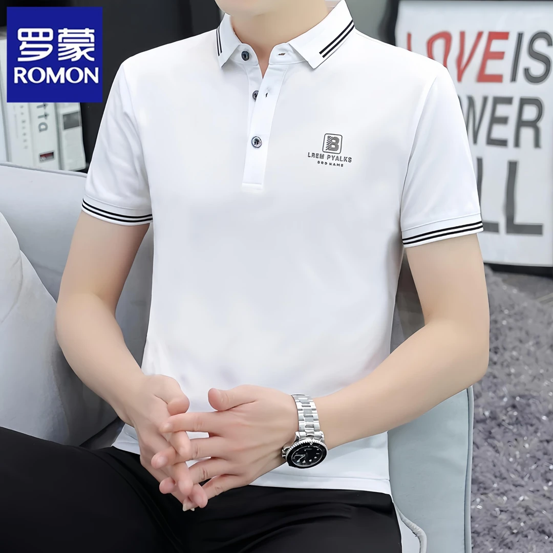Romon/罗蒙短袖Polo衫男士2025夏季新款翻领上衣服休闲商务T恤潮