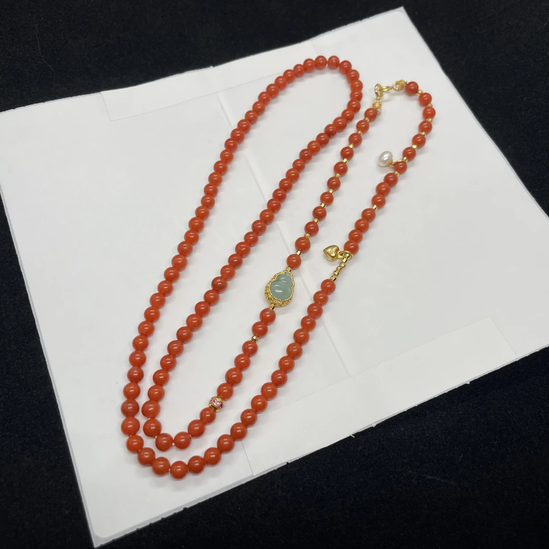 川料近满肉南红翡翠设计款项链 KT24100624