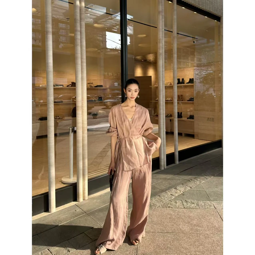 FIINAL《花溪畔》亚麻老钱风上衣阔腿裤两件套