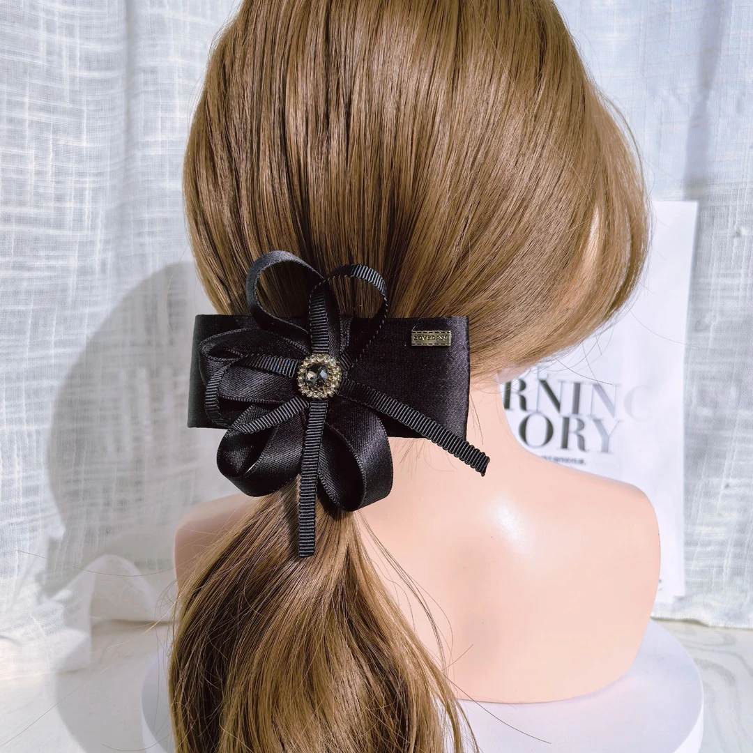 10cm一直立体蝴蝶结发饰气质网红黑色头饰复古成人韩版优雅