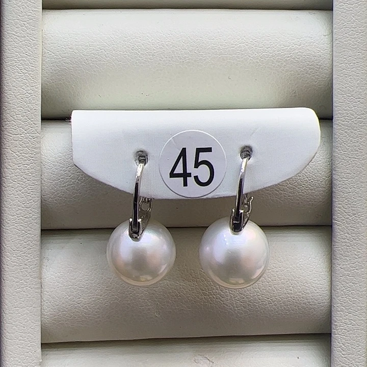 海水珍珠耳饰银S925镶嵌