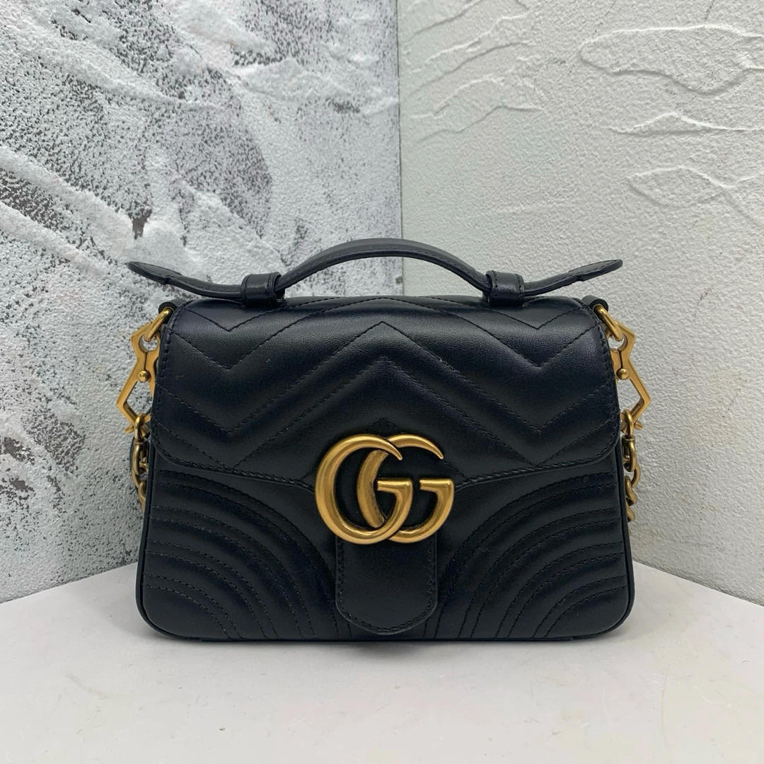 99新 GUCCI/古驰 经典时尚双gg marmont马蒙邮差包单肩斜挎包